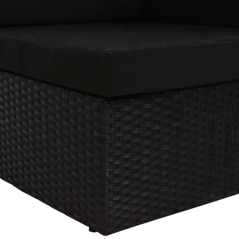 Modulinė kampinė sofa, juodos spalvos, poliratanas