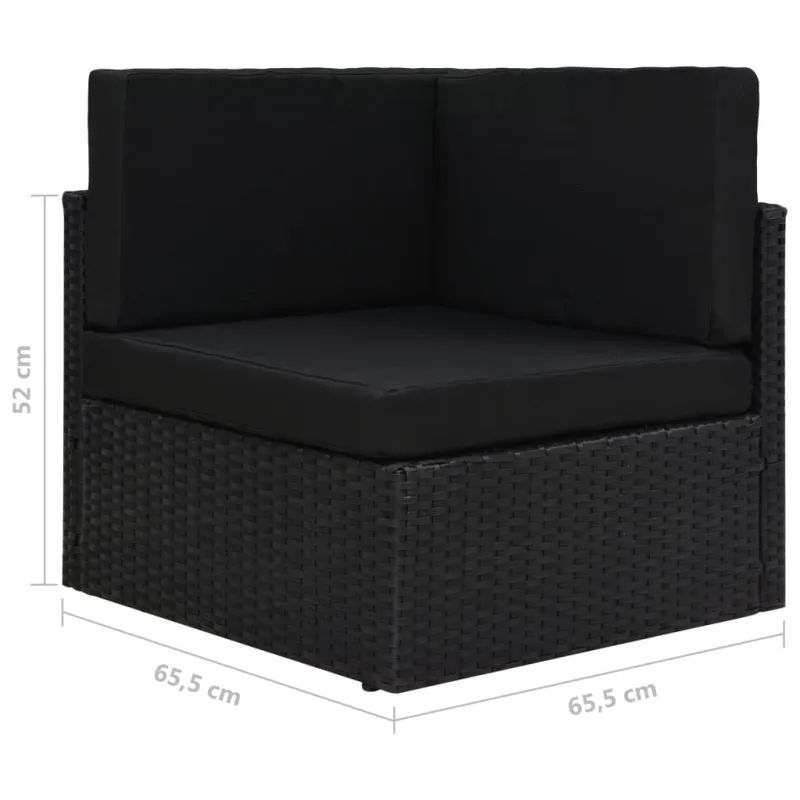 Modulinė kampinė sofa, juodos spalvos, poliratanas