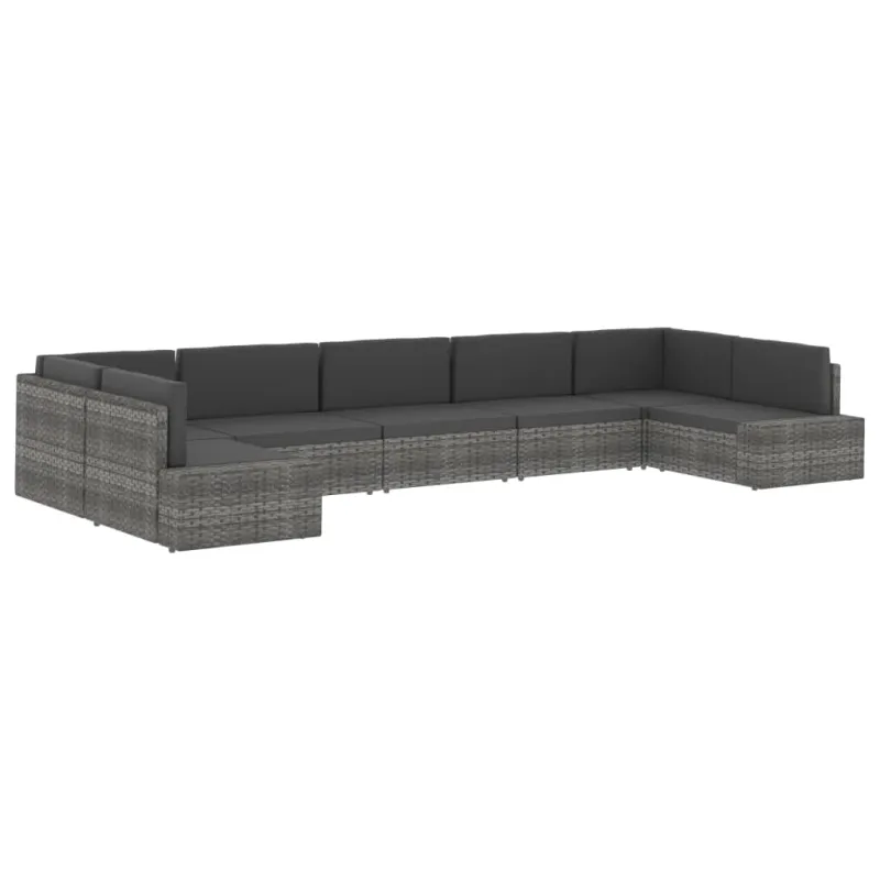 Modulinė kampinė sofa, juodos spalvos, poliratanas