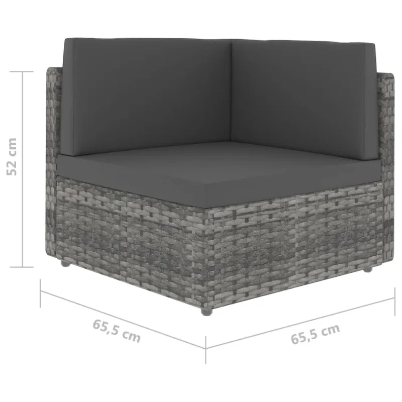 Modulinė kampinė sofa, pilkos spalvos, poliratanas