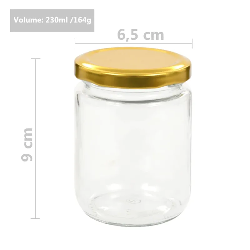 Stikl. stiklainiai uogienei su auks. sp. dangt., 48vnt., 230ml