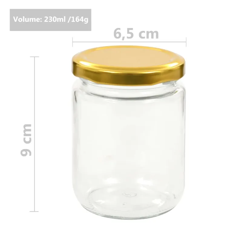 Stikl. stiklainiai uogienei su auks. sp. dangt., 96vnt., 230ml