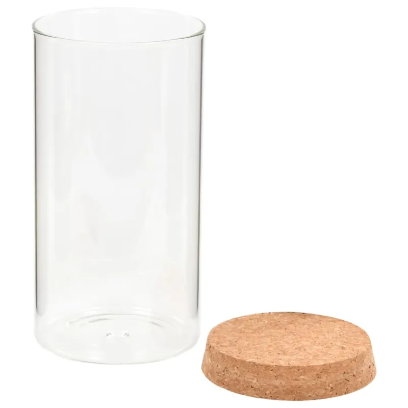 Stikliniai indai su kamštiniais dangteliais, 6vnt., 1100ml