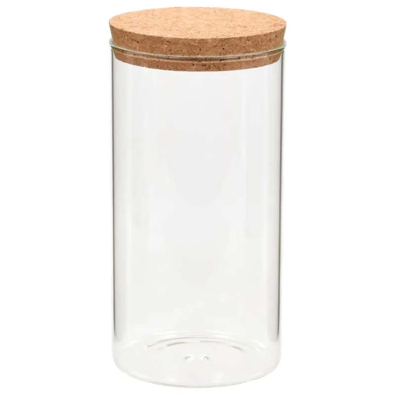 Stikliniai indai su kamštiniais dangteliais, 6vnt., 1400ml