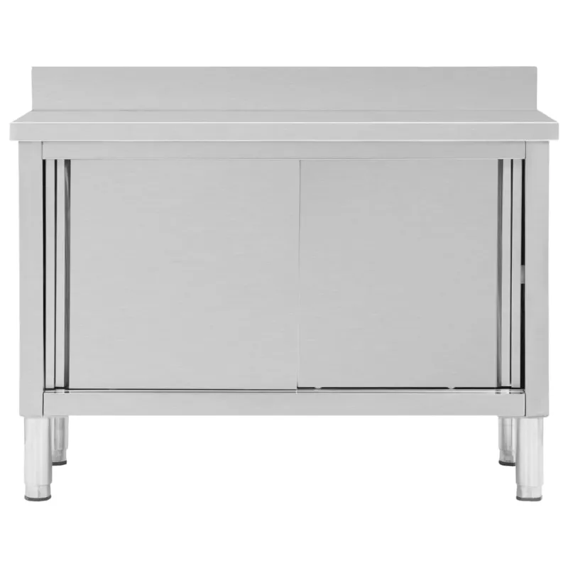 Darbo stalas su durimis, 120x50x(95-97)cm, nerūdijantis plienas