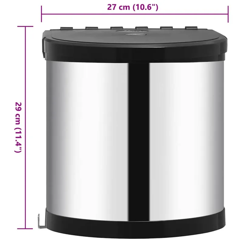 Įmontuojama virtuvės šiukšliadėžė, nerūdijantis plienas, 8l