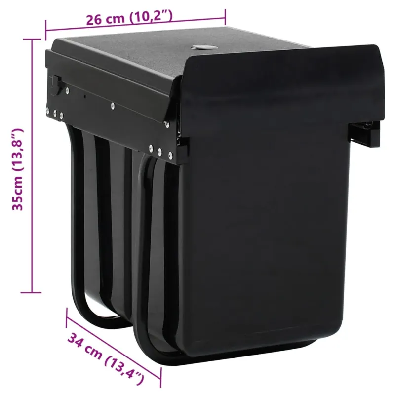 Ištraukiama virtuvės spintelės šiukšliadėžė, 20l, soft-close
