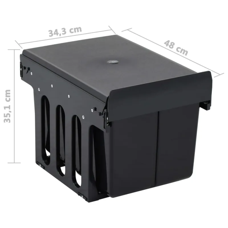 Ištraukiama virtuvės spintelės šiukšliadėžė, 36l, soft-close