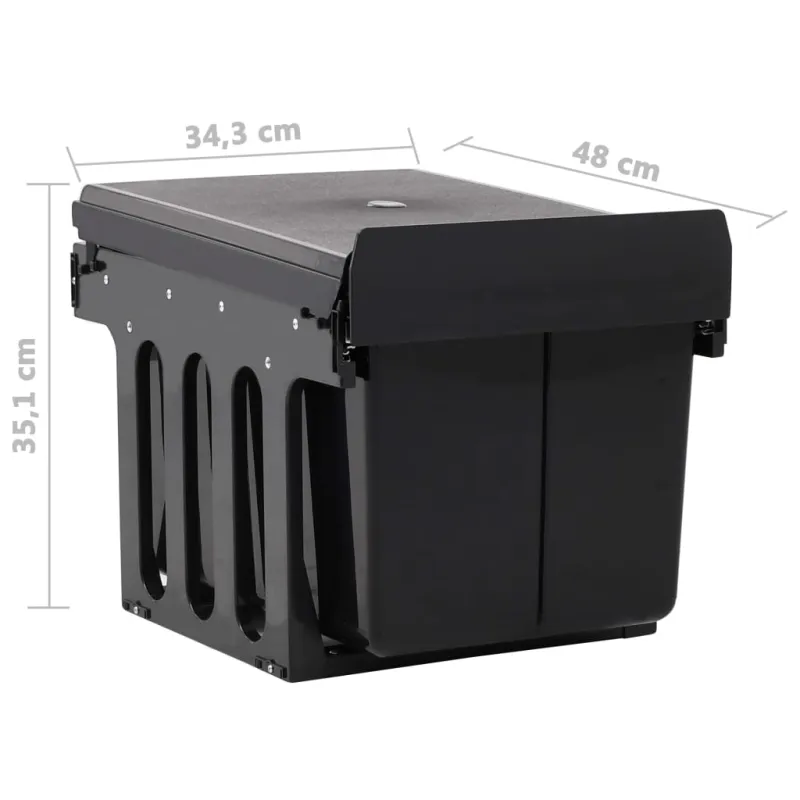 Ištraukiama virtuvės spintelės šiukšliadėžė, 48l, soft-close