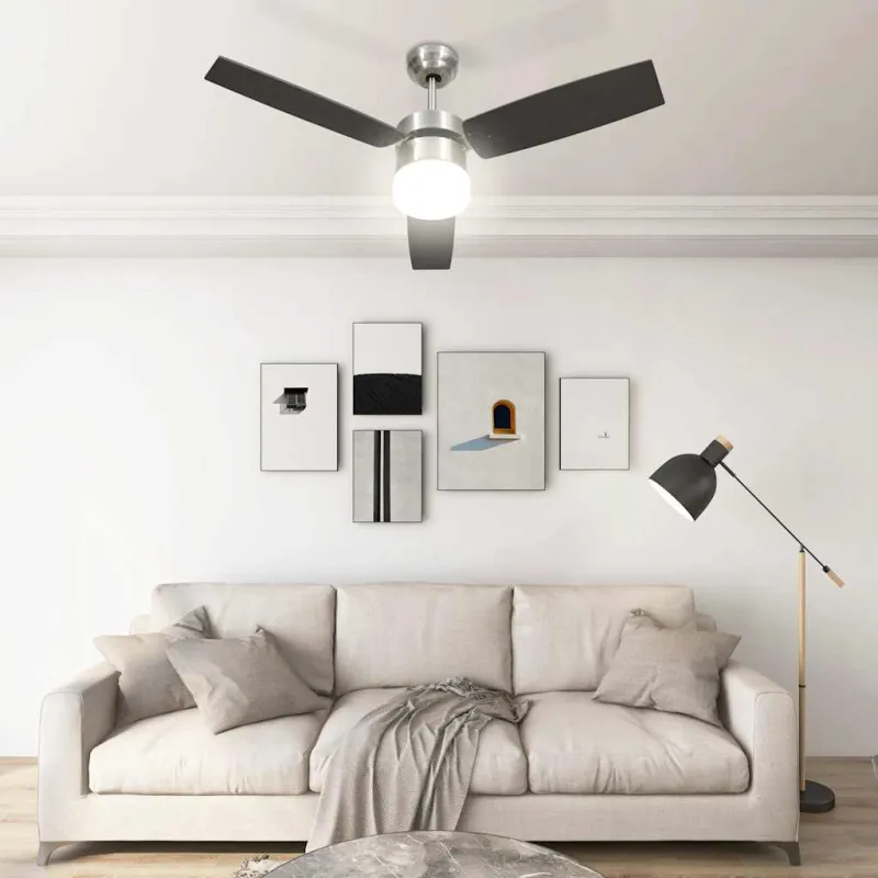 Lubinis ventiliatorius su apšvietimu ir pulteliu, rudas, 108cm