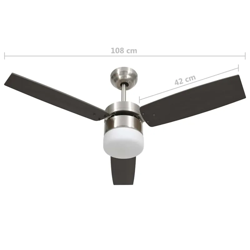 Lubinis ventiliatorius su apšvietimu ir pulteliu, rudas, 108cm