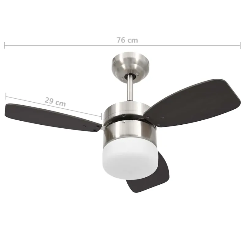 Lubinis ventiliatorius su apšvietimu ir pulteliu, rudas, 76cm