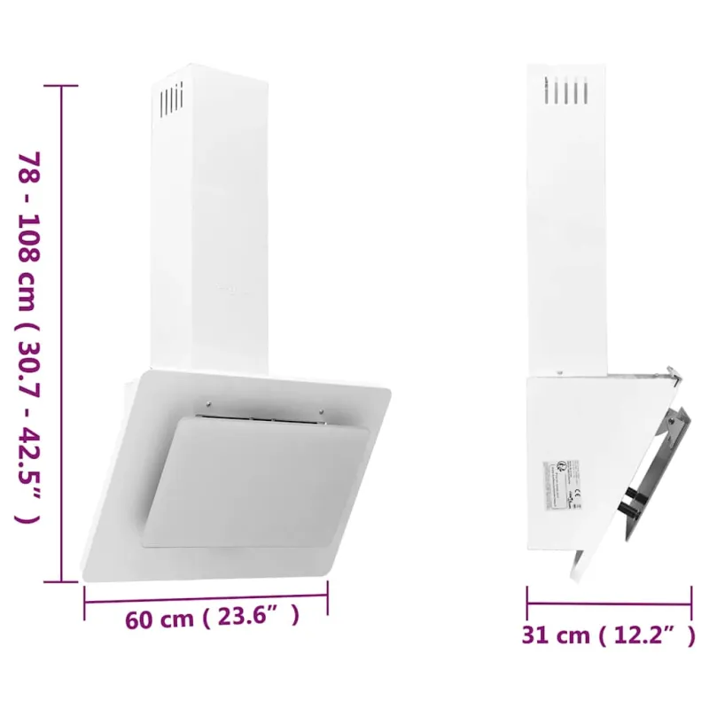 Sieninis gartraukis, baltas, 60cm, plienas ir grūdintas stiklas