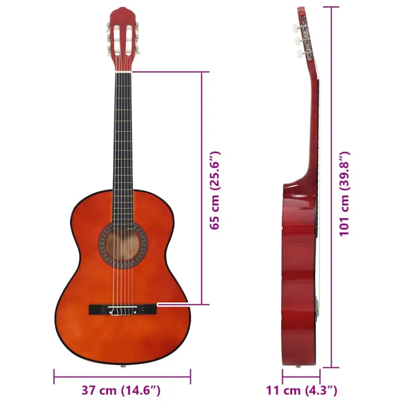 Klasikinė gitara pradedantiesiems, 4/4 39", amerikinė liepa