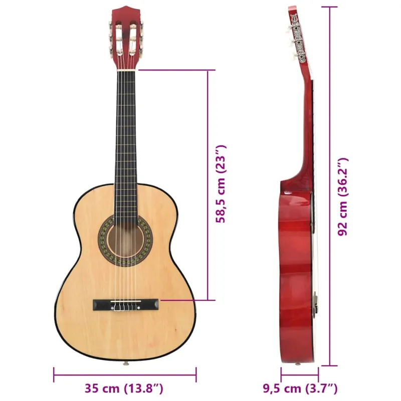 Klasikinės gitaros rinkinys pradedantiesiems, 8 dalių, 3/4 36"