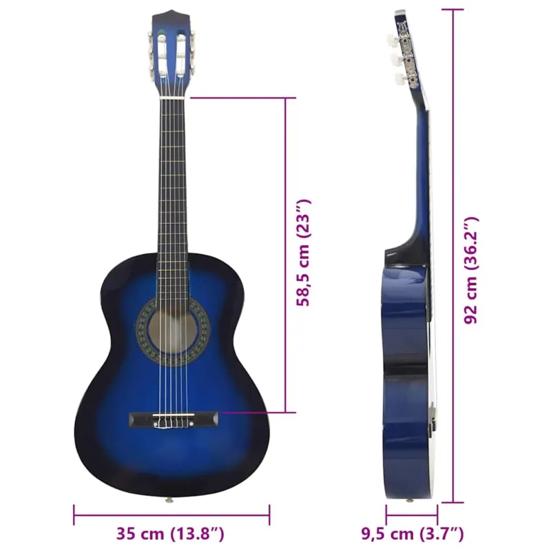 Klasikinės gitaros rinkinys vaikams, 8 dalių, 3/4 36"