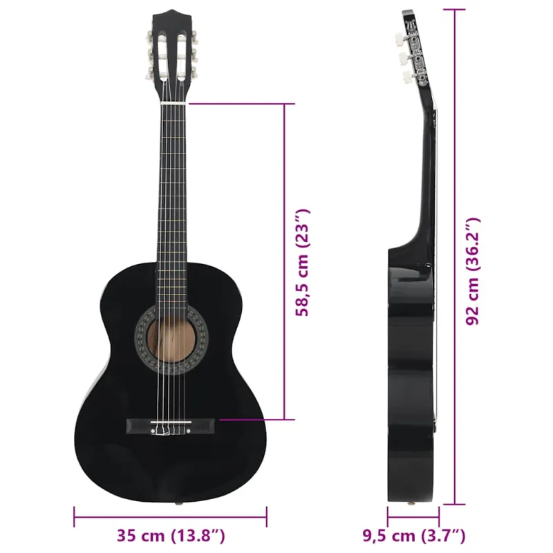 Klasikinė gitara pradedantiesiems ir vaikams, juoda, 3/4 36"