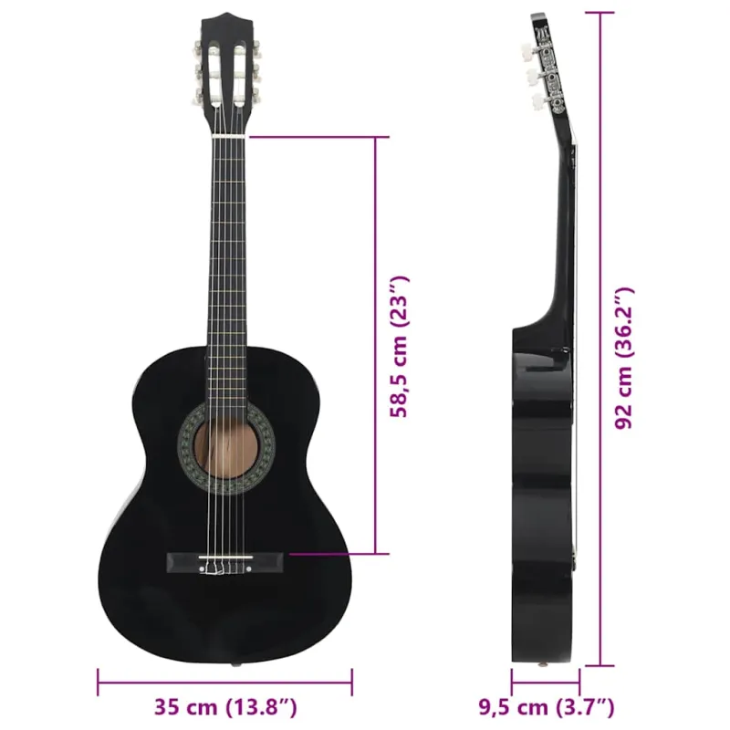 Klasikinės gitaros rinkinys pradedantiesiems, 8 dalių, 3/4 36"
