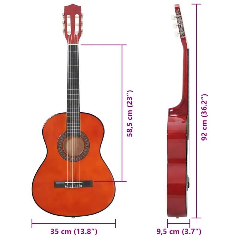 Klasikinės gitaros rinkinys pradedantiesiems, 8 dalių, 3/4 36"