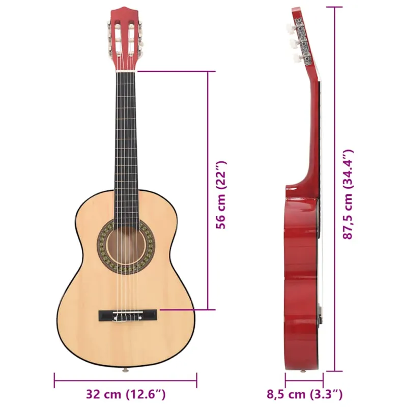 Klasikinė gitara pradedantiesiems, 1/2 34", amerikinė liepa
