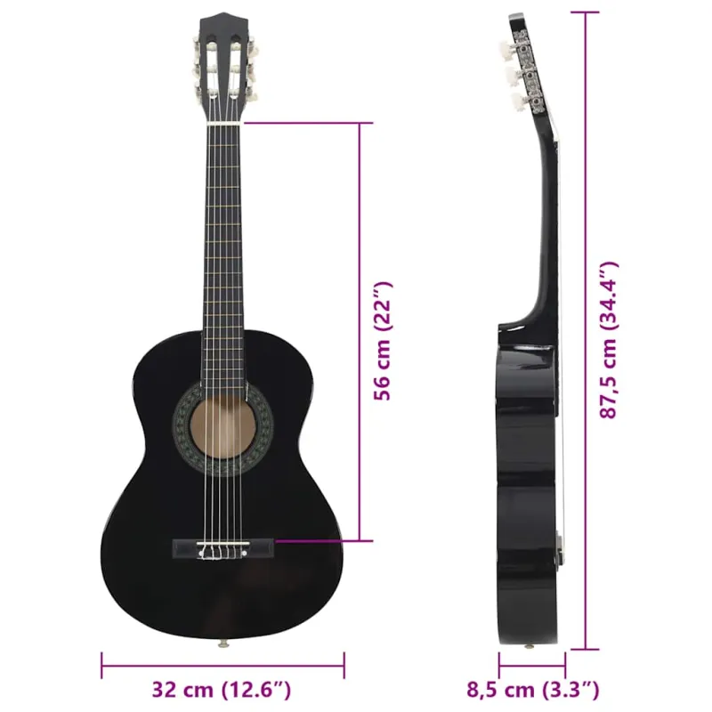 Klasikinės gitaros rinkinys pradedantiesiems, 8 dalių, 1/2 34"