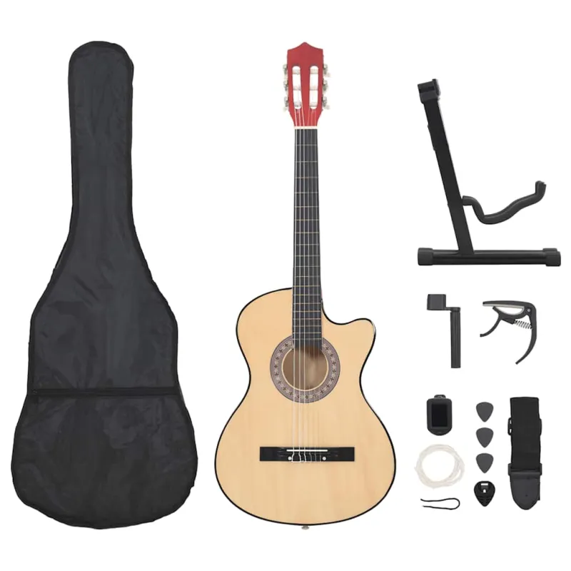 Akustinės gitaros rinkinys, 12 dalių, 38", 6 stygos