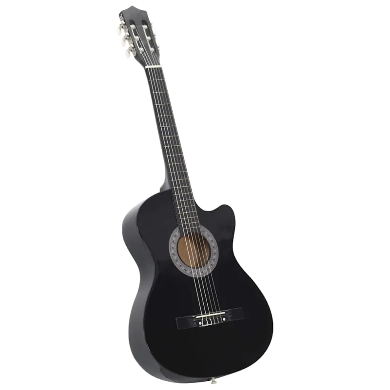 Klasikinės gitaros rinkinys, 12 dalių, juodas, 38", 6 stygos