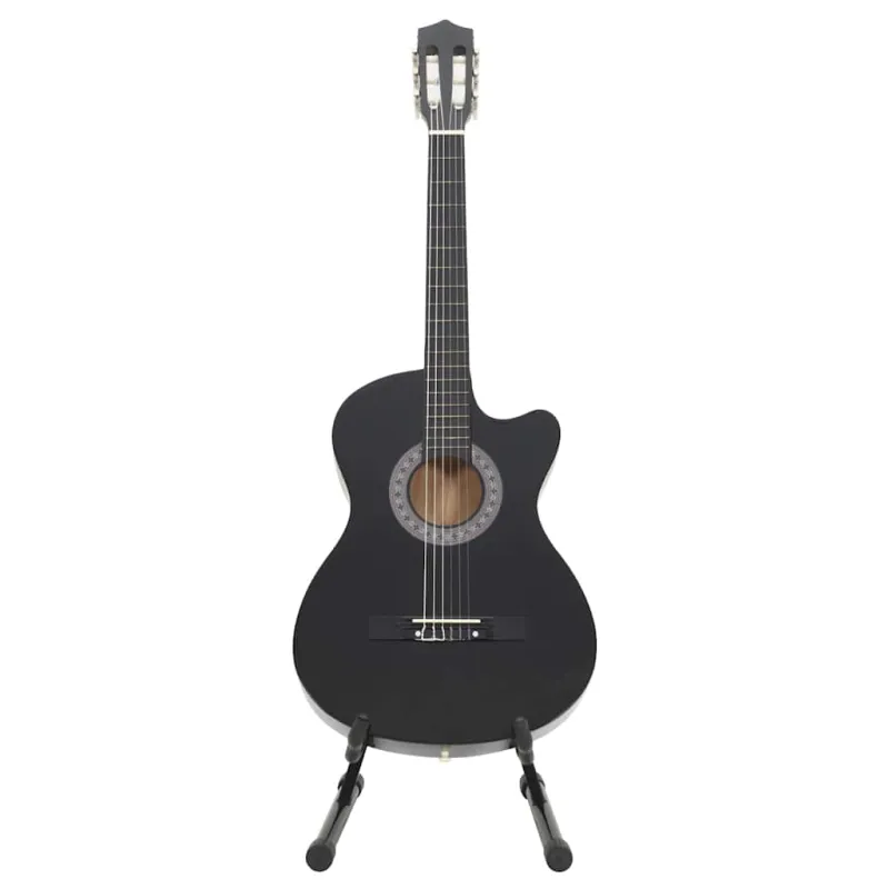 Klasikinės gitaros rinkinys, 12 dalių, juodas, 38", 6 stygos