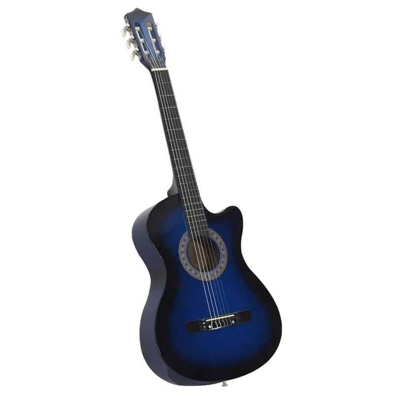 Klasikinės gitaros rinkinys, 12 dalių, mėlynas, 38", 6 stygos