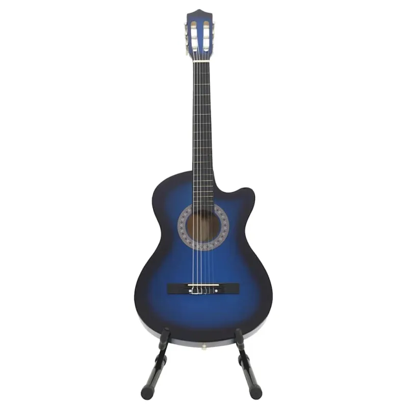Klasikinės gitaros rinkinys, 12 dalių, mėlynas, 38", 6 stygos