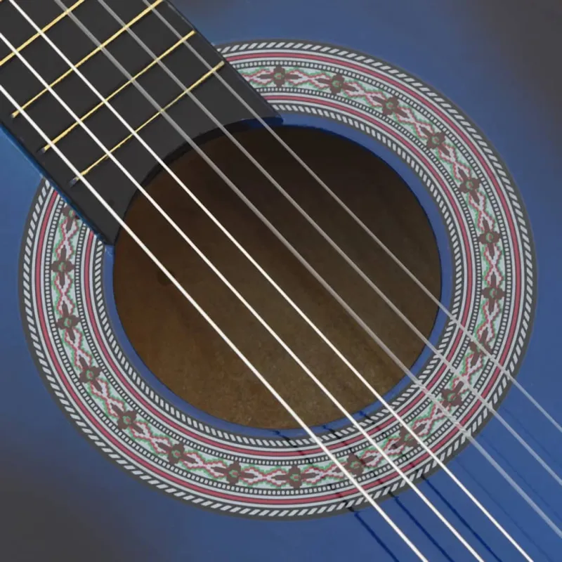 Klasikinės gitaros rinkinys, 12 dalių, mėlynas, 38", 6 stygos