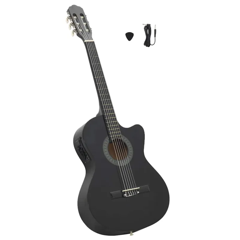 Klasikinė gitara su ekvalaizeriu, juodos spalvos, 6 stygos