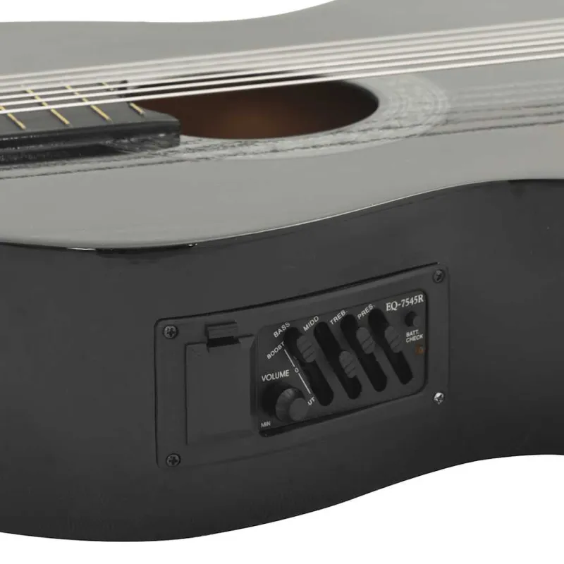 Klasikinė gitara su ekvalaizeriu, juodos spalvos, 6 stygos