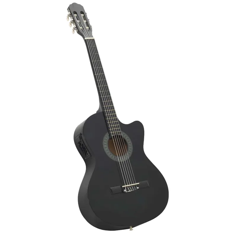 Gitaros rinkinys su ekvalaizeriu, 12 dalių, juodas, 6 stygos