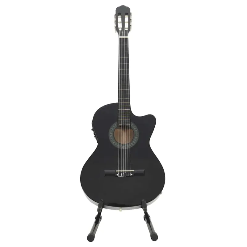 Gitaros rinkinys su ekvalaizeriu, 12 dalių, juodas, 6 stygos