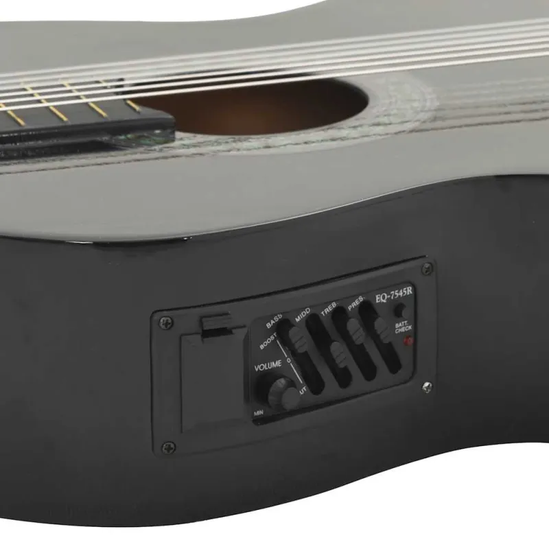 Gitaros rinkinys su ekvalaizeriu, 12 dalių, juodas, 6 stygos