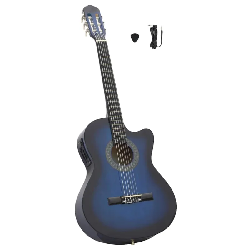 Klasikinė gitara su ekvalaizeriu, mėlynos spalvos, 6 stygos