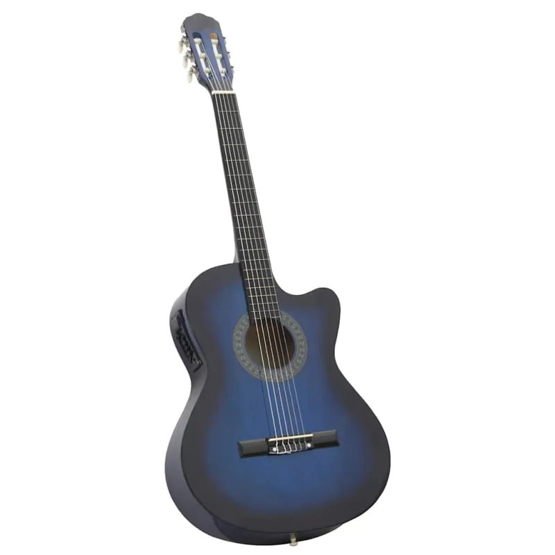 Gitaros rinkinys su ekvalaizeriu, 12 dalių, mėlynas, 6 stygos