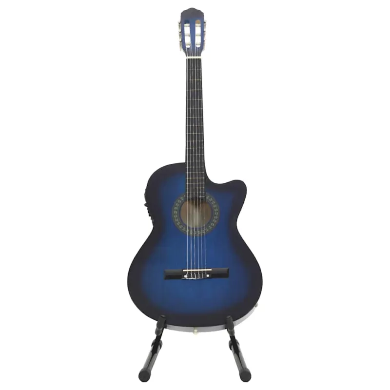 Gitaros rinkinys su ekvalaizeriu, 12 dalių, mėlynas, 6 stygos