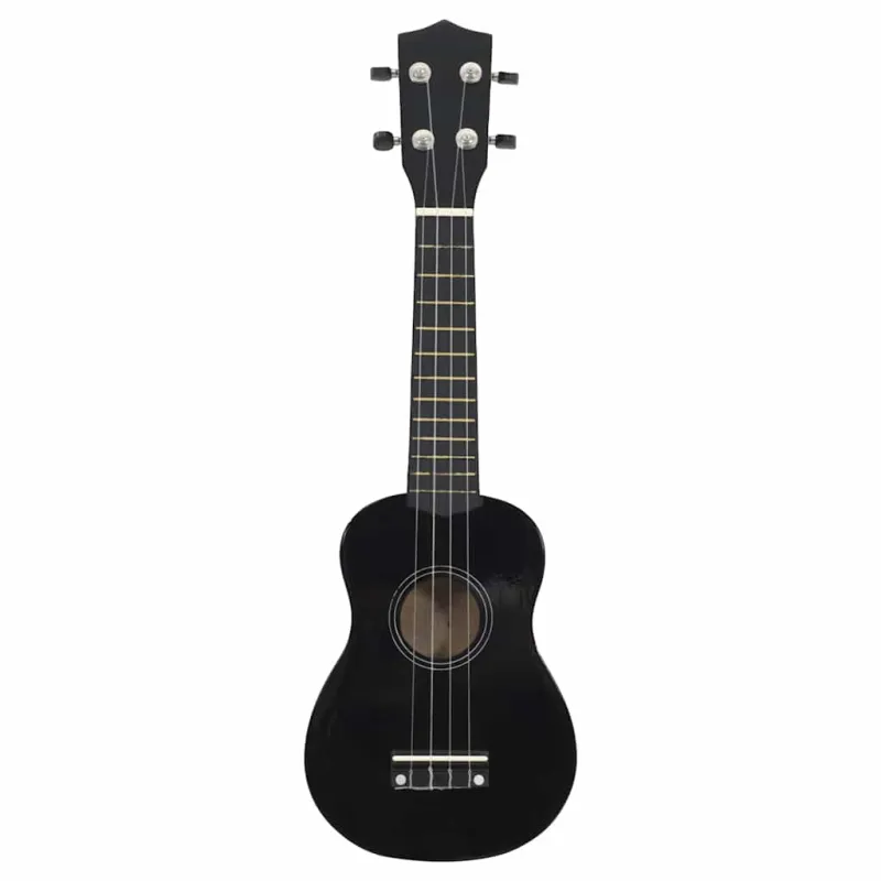 Soprano ukulėlės rinkinys su dėklu vaikams, juoda, 21"
