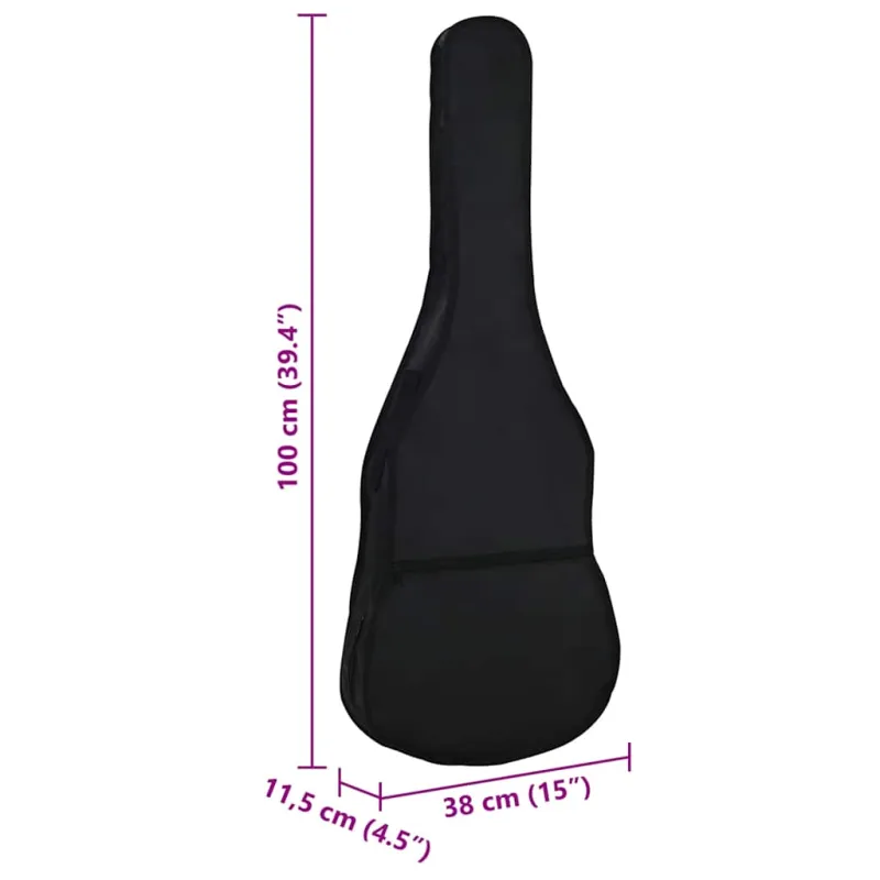 Gitaros dėklas 4/4 (39") dydžio gitarai, juodas, 100x37 cm, audinys