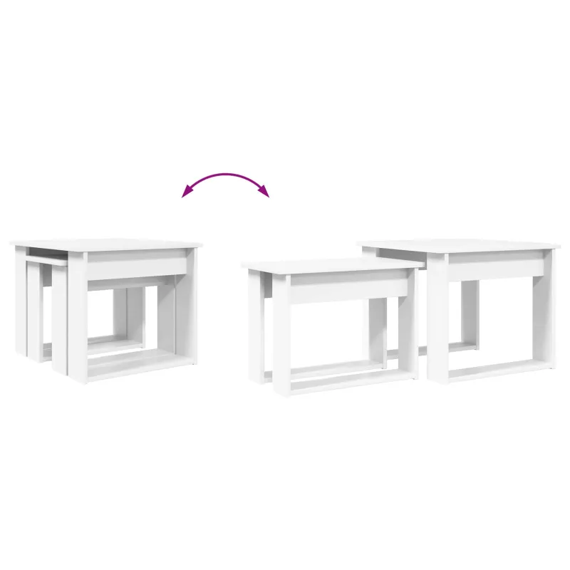 Kavos staliuko komplektas 2 pcs Balta Apdirbta mediena
