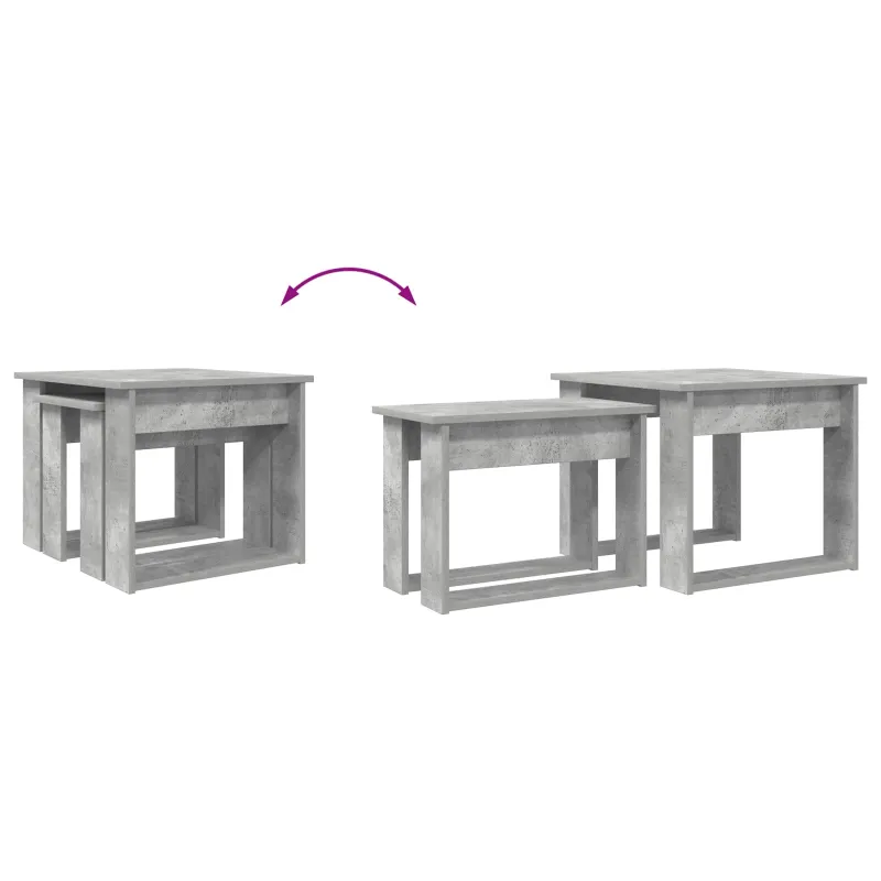 Kavos staliuko komplektas 2 pcs Betono pilka Apdirbta mediena
