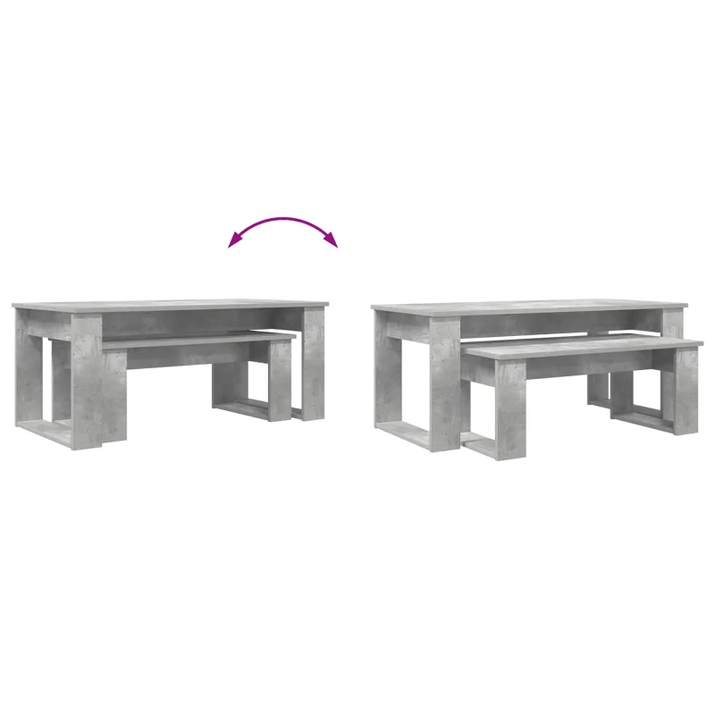 Kavos staliuko komplektas 2 pcs Betono pilka Apdirbta mediena