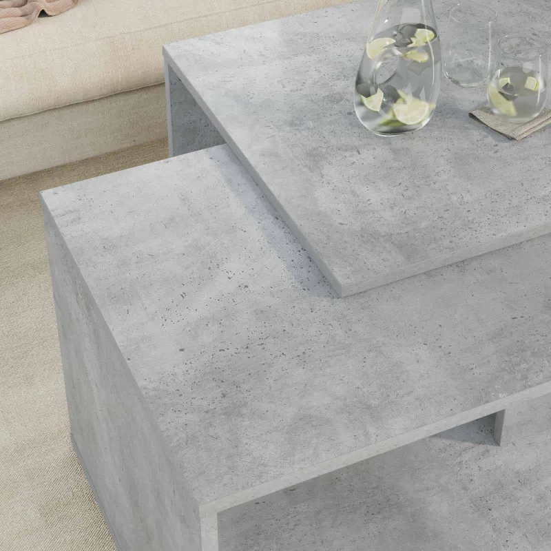 Kavos staliuko komplektas 2 pcs Betono pilka Apdirbta mediena
