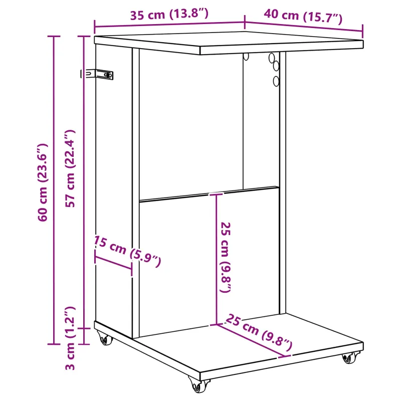 Šoninis stalas Betono pilka 40 x 35 x 60 cm Apdirbta mediena