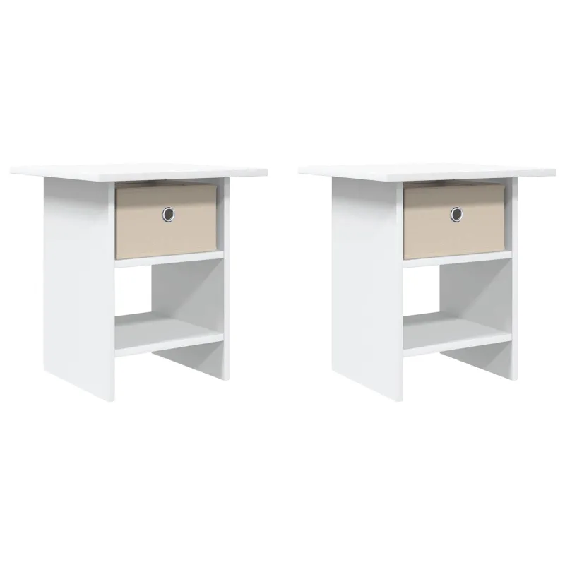 Naktinis staliukas 2 pcs Balta 41 x 40 x 45 cm Apdirbta mediena
