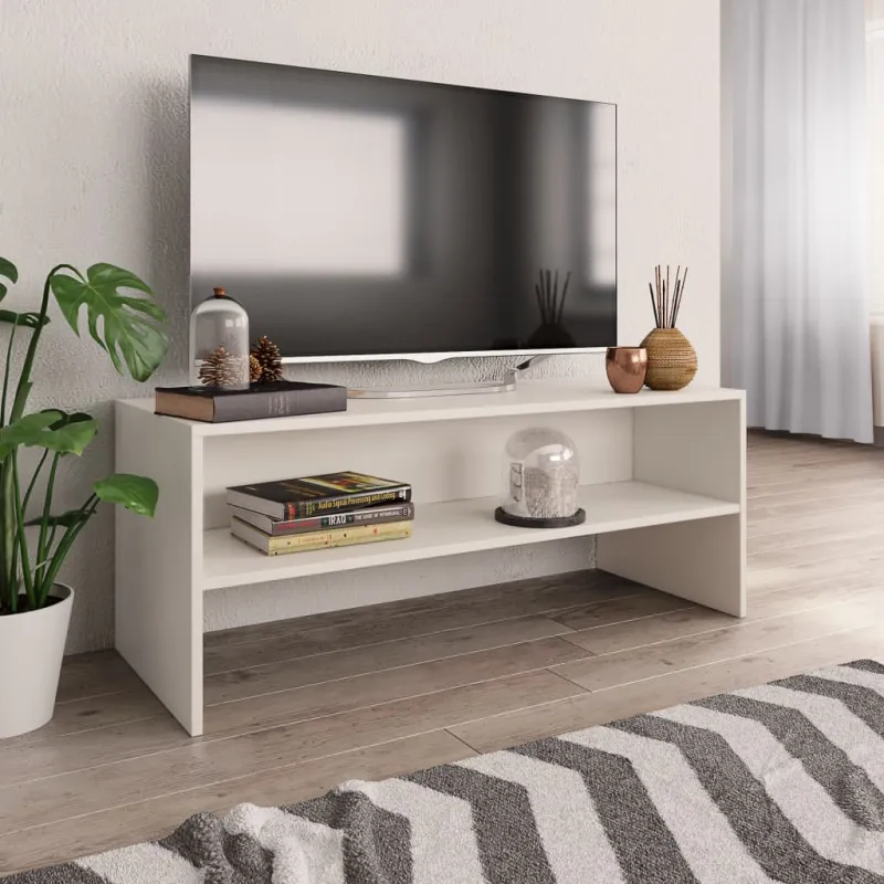 Televizoriaus spintelė, balta, 100x40x40cm, apdirbta mediena