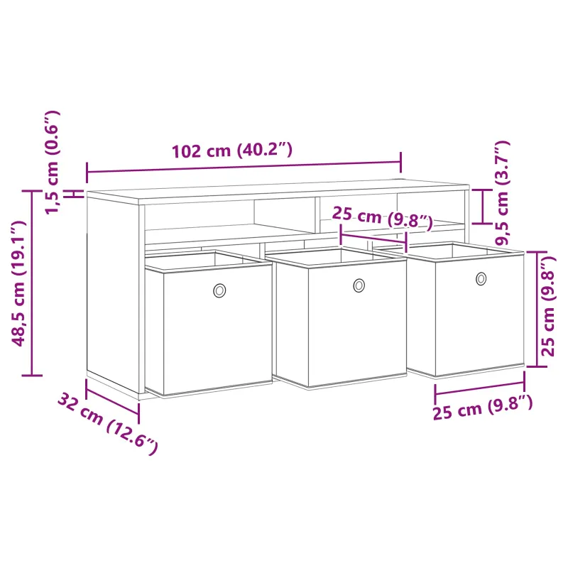 Žemas stalas su stalčių Betono pilka 102 x 32 x 48,5 cm