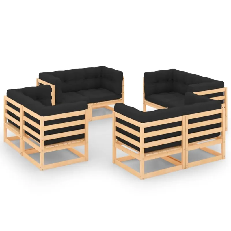 Sodo komplekti, 8 osaa, puunäköinen, pehmusteilla